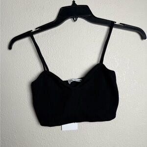 Zara Women Size Small Black Basic Sleeveless crop top‎ tank New